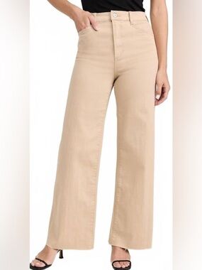 Favorite Daughter Mischa High Rise Wide Leg Raw Hem Ankle Jeans in Warm Sand 27